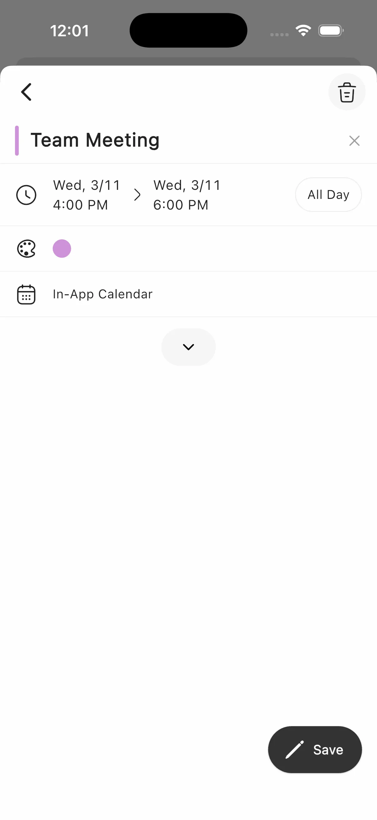 Make changes and tap "Save"
