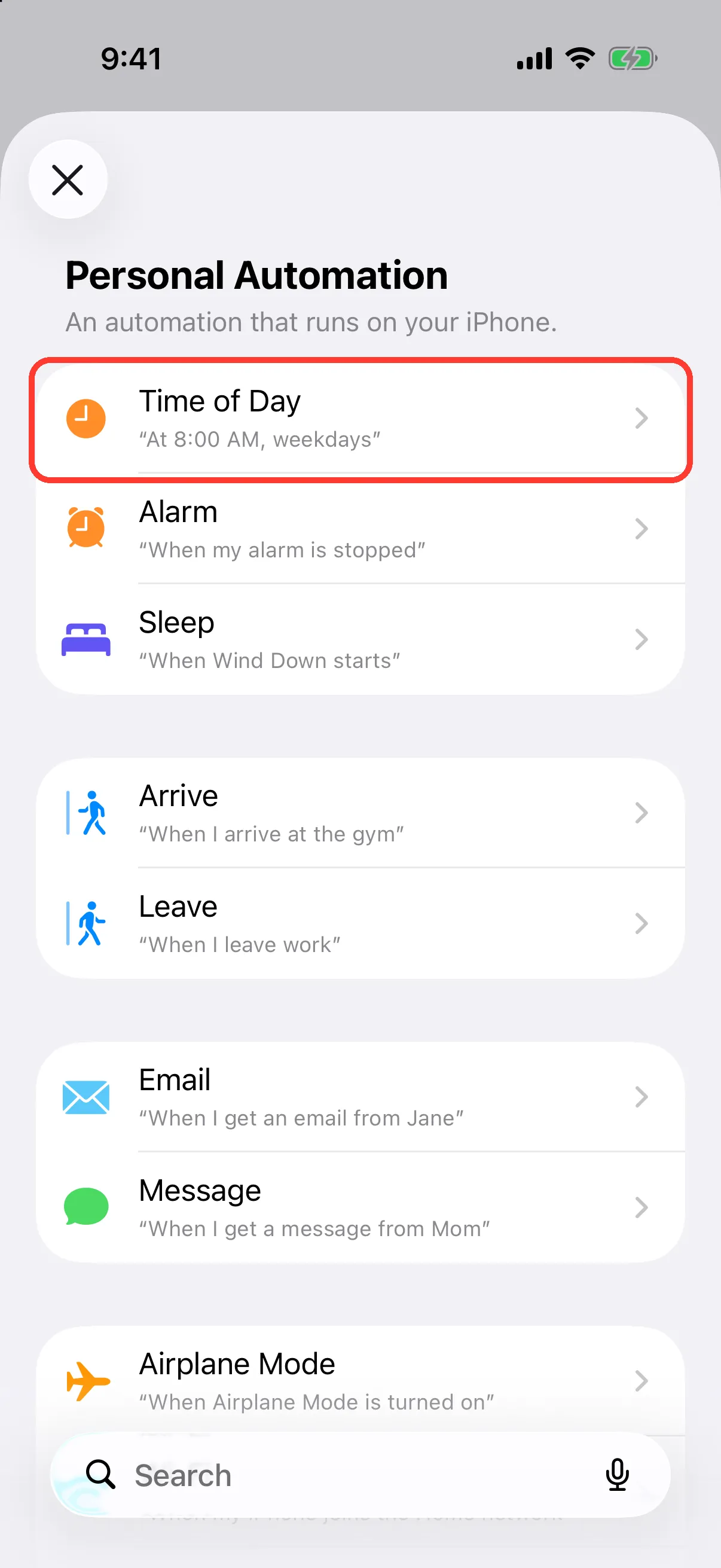 Choose Time of Day