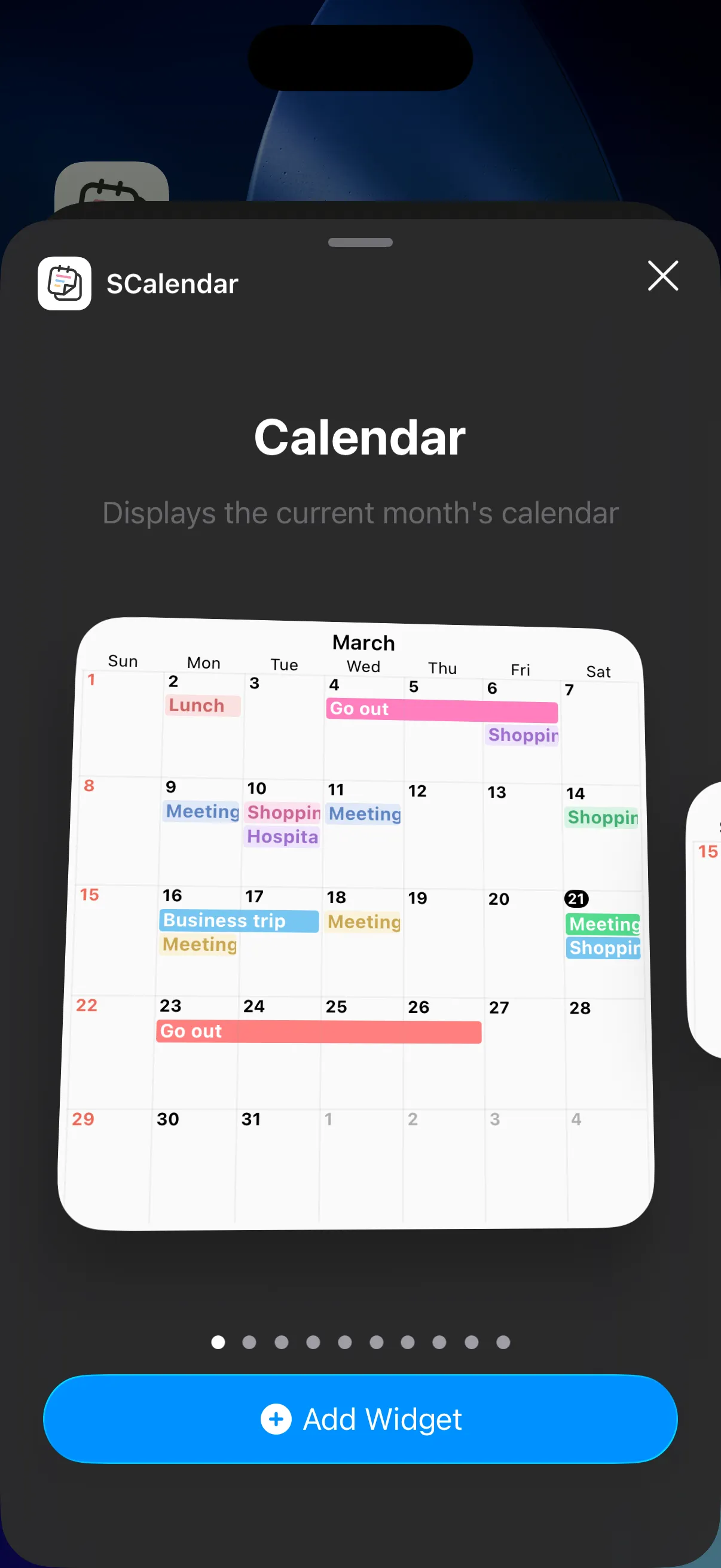 Choose your preferred widget and add it